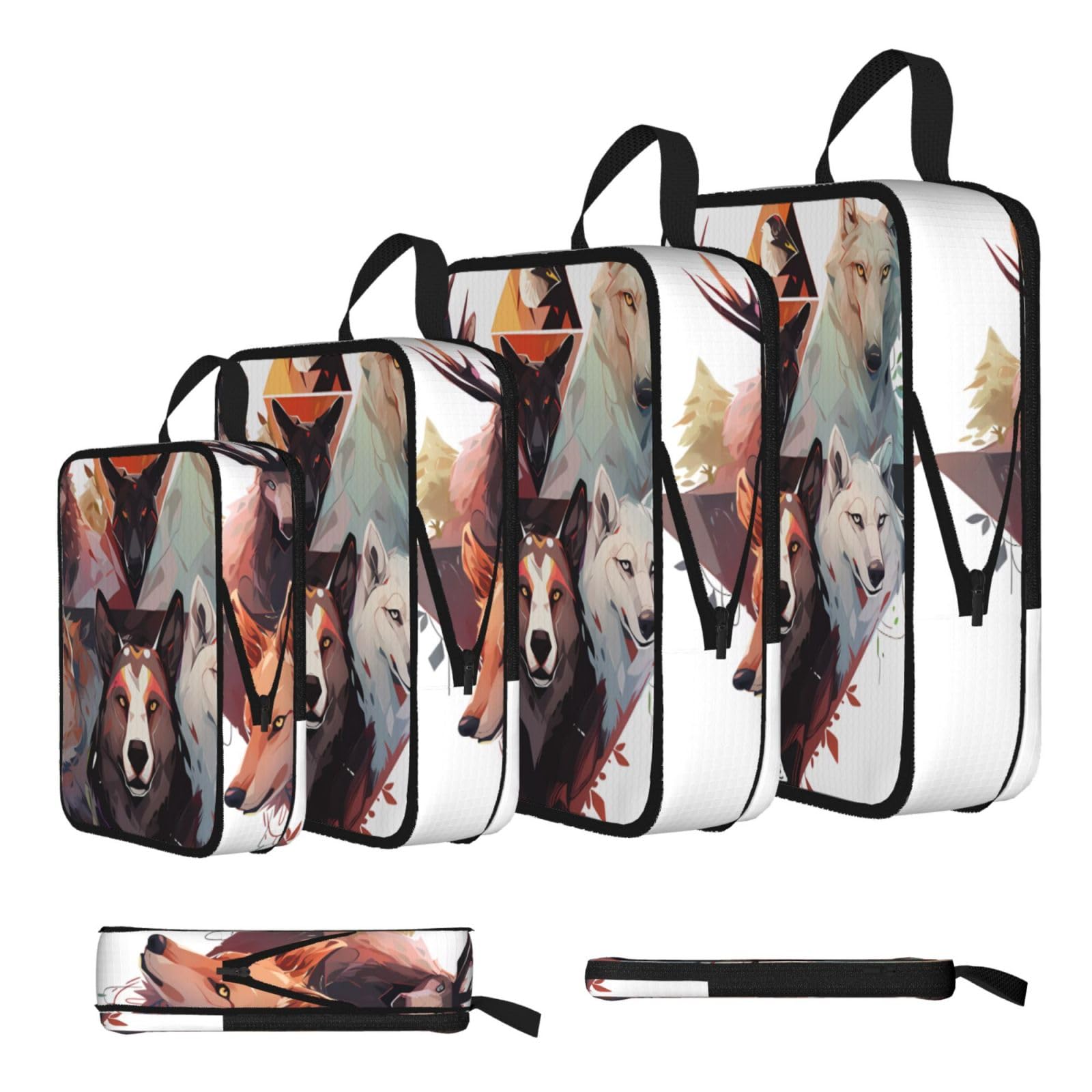 Wolves and Reindeer Compression Packing Cubes 4 Piece Set