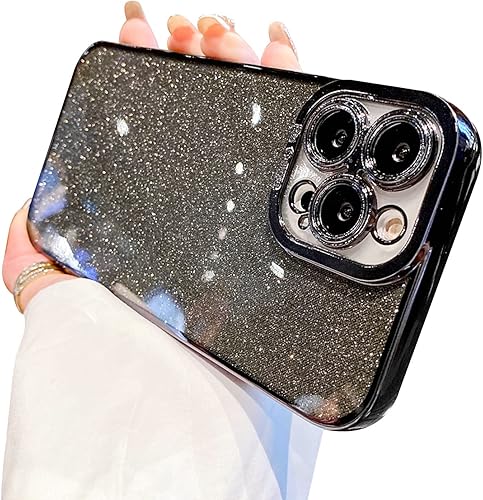 Fycyko Funda compatible con iPhone 12 Pro Max con purpurina, de lujo, linda, flexible, cubierta de protección, protección de cámara, a prueba de