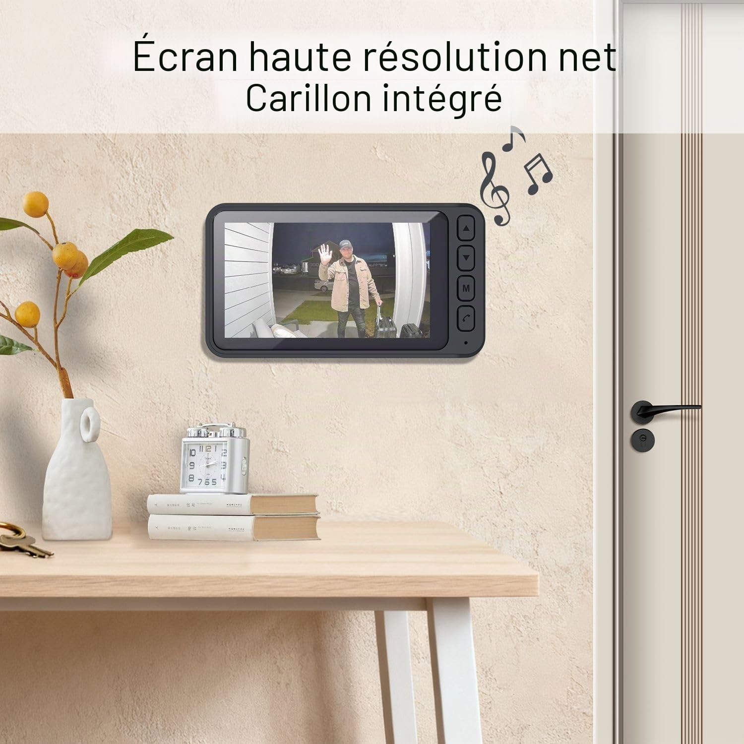 TKMARS Sonnette sans Fil avec Caméra et Écran IPS 4.5 HD, Interphone Vidéo Audio Bidirectionnel Longue Portée de Transmission, Visiophone sans WiFi ni Application, Vision Nocturne