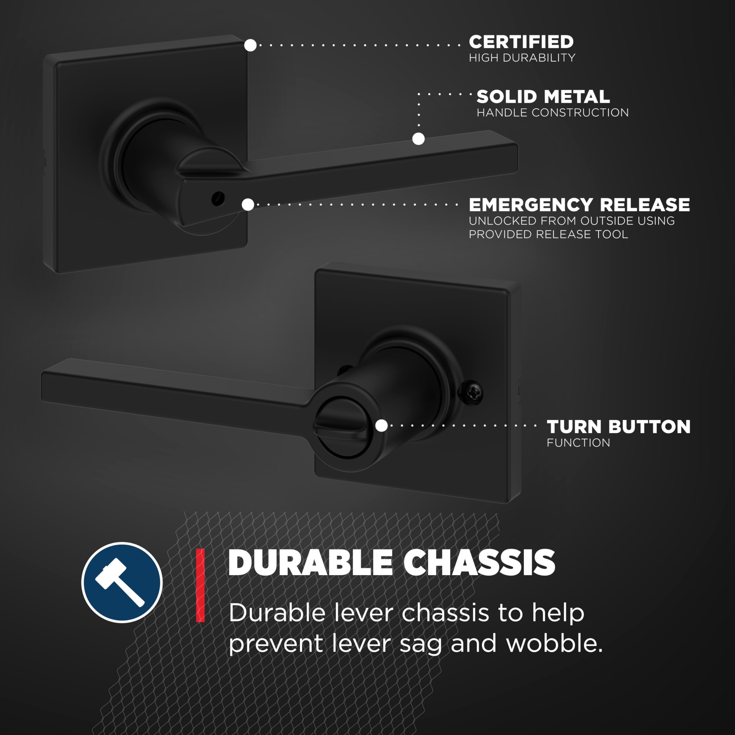 Lot De 2 Charnières De Porte Noires Mates De 10,2 Cm Avec 16 Vis En