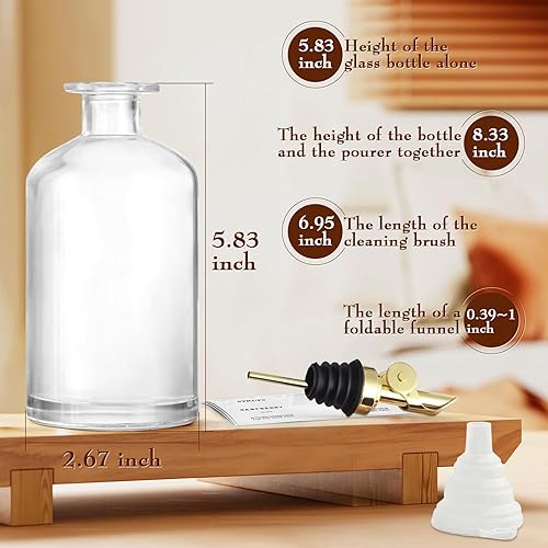 Miniatura 5 de PLACHIDAY Botellas dispensadoras de aceite de oliva de alta calidad de 11.8 fl oz para cocina con vertedor, elegante botella de aceite de oliva,