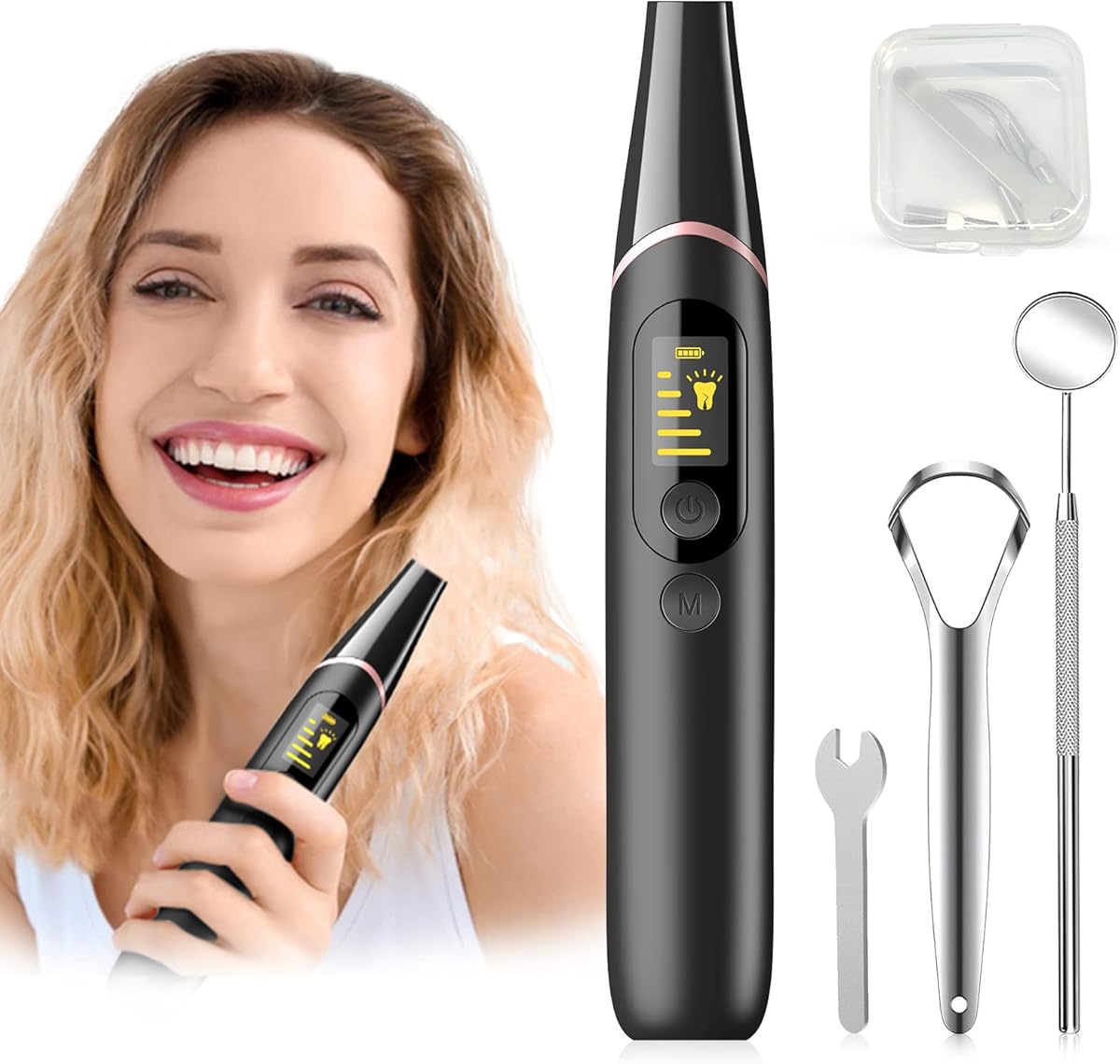 Teeth Cleaning Kit for Adult, 5 Modes with 4 Cleaning Heads, Waterproof & USB Rechargeable