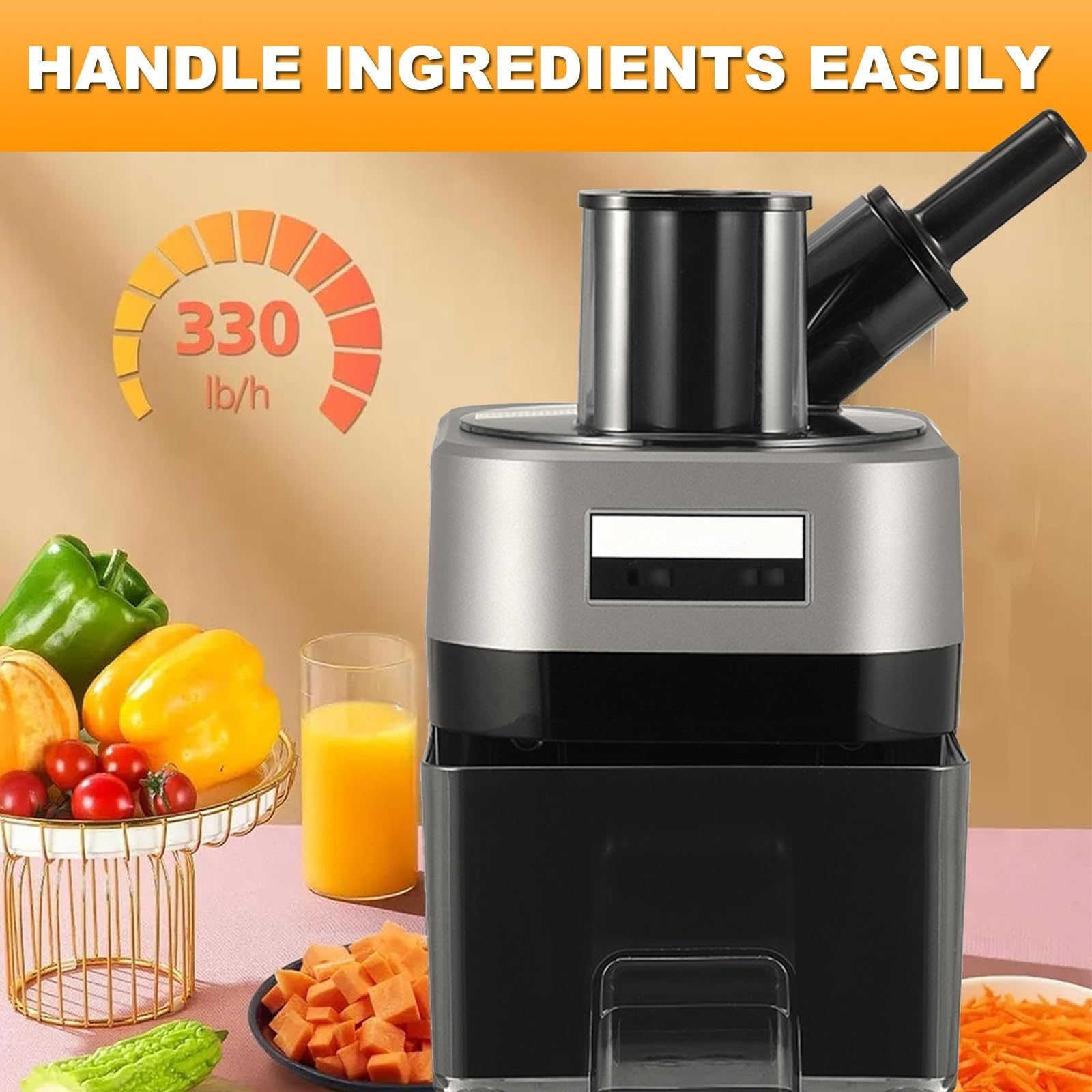 Picadora de Verduras multifunción, picadora eléctrica de Verduras, cortadora automática para rallar cebollas y Cortar Patatas con 4 Cuchillas.