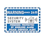 Security Alarm System Sign for Home&comma; Self-Adhesive Weatherproof 24 Hours Warning Sticker&comma; Safety Protection System for House Doors and Windows&comma; Business Indoor & Outdoor Use