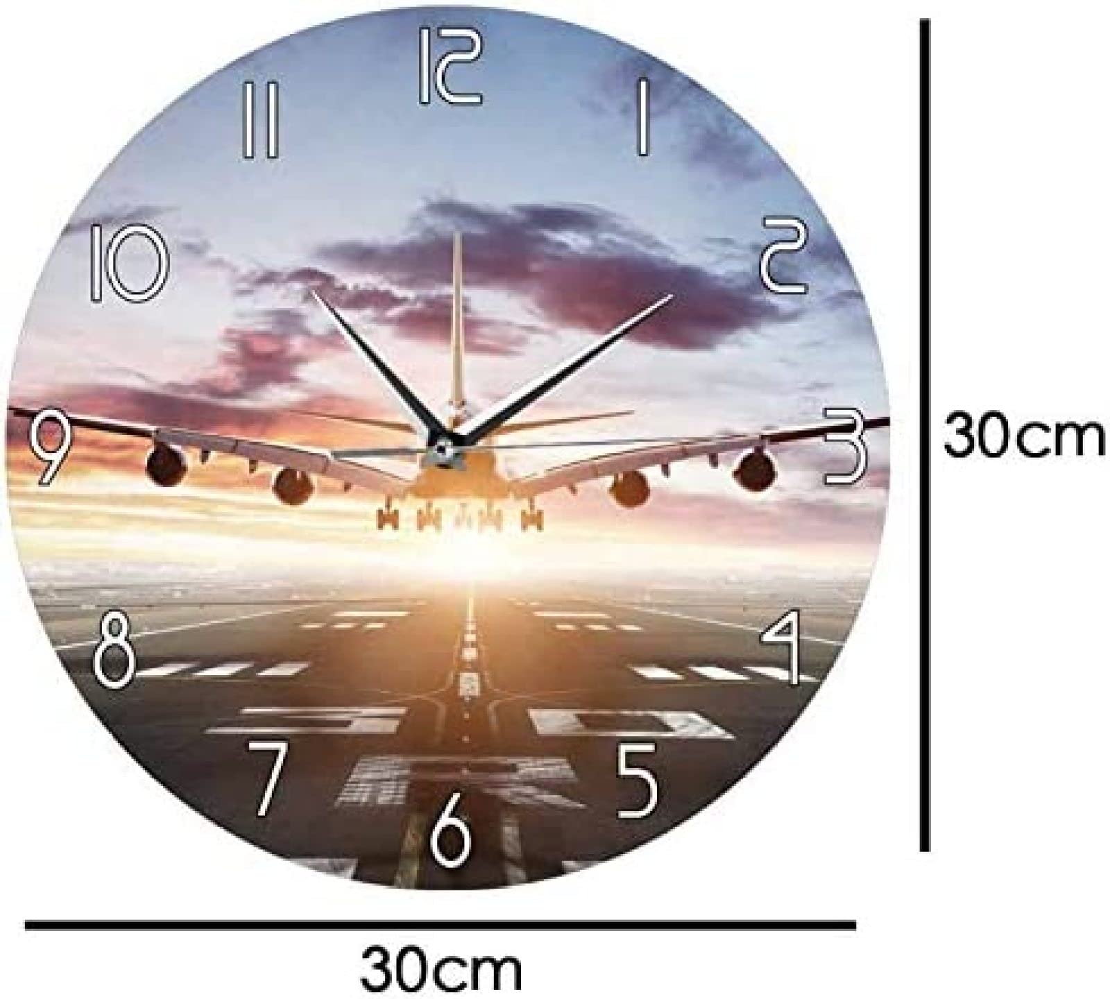 Amazon.co.jp: 壁掛け時計 滑走路上を飛ぶジェット機モダンウォール
