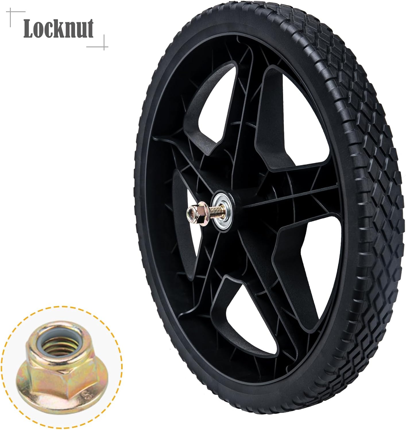ASDFGHT 14 Inch Lawn Mower Wheels (2-pack) Fits Most Standard push Lawn Mowers, Inner and outer bearing structure - Includes Bolts, Nuts (Also available in 6~14-in wheels)