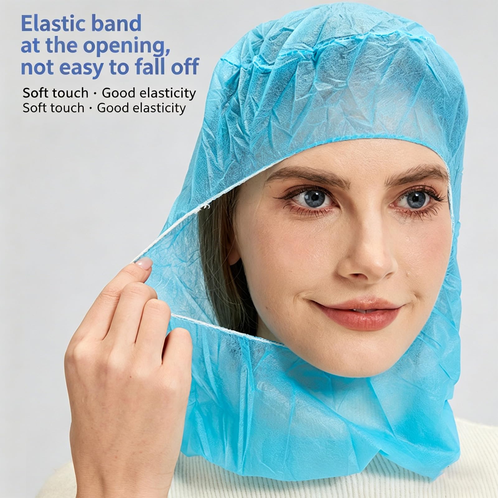100 tapas protectoras de cara completa no tejidas para el cuidado de la | Gorro elástico industrial no tejido resistente para un ajuste seguro, uso diario profesional y tareas de limpieza