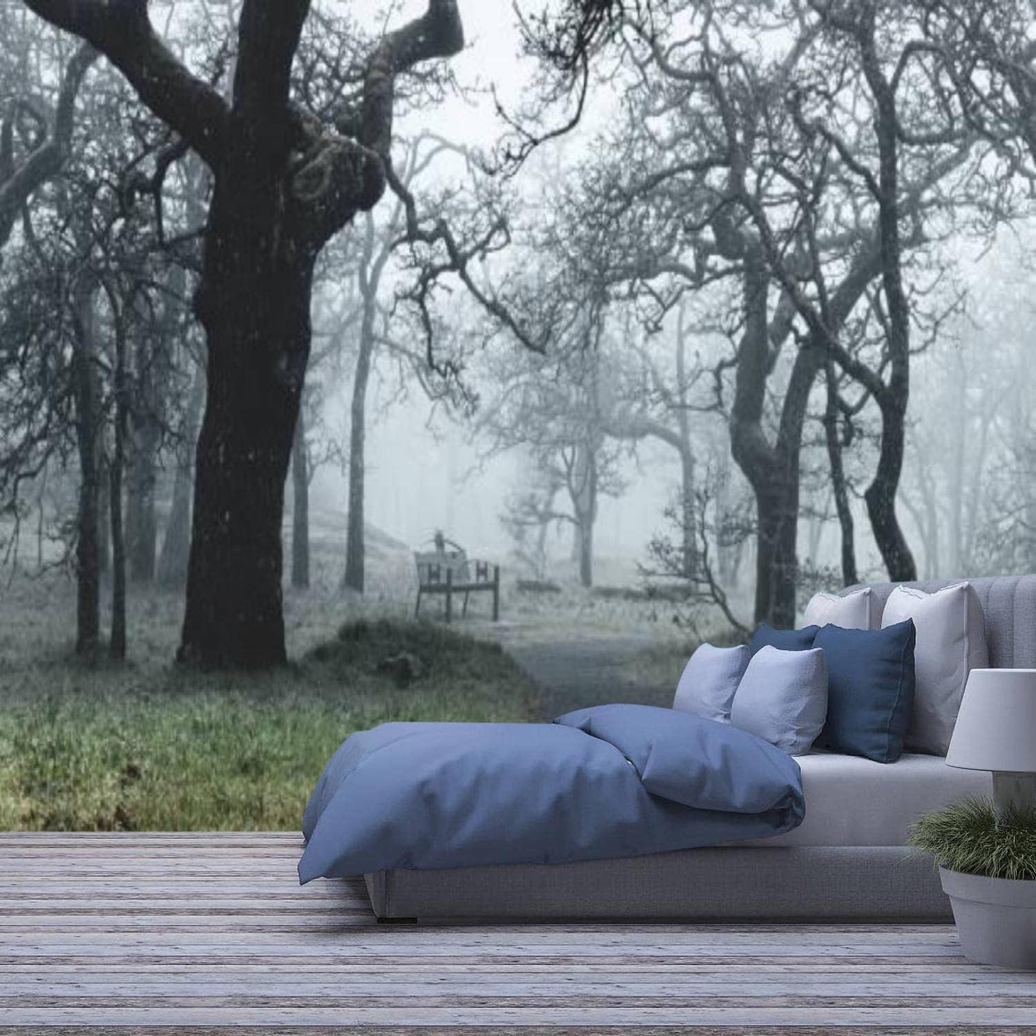 Papier peint forêt 3D pour salon et chambre parentale paisible