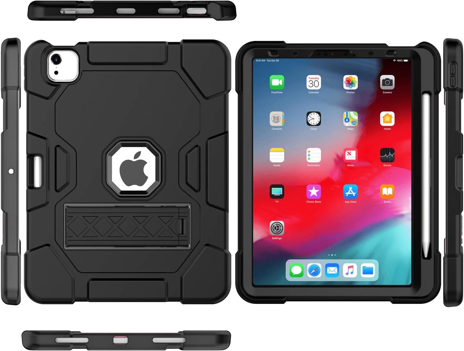Grifobes Case for iPad Air 5th Generation/iPad Air 4th Generation 10.9 Inch 2022/2020, for iPad Pro 11 2021/2020/2018 Heavy Duty Shockproof Cover with Pencil Holder/Stand iPad Air 5 4 Gen, Black