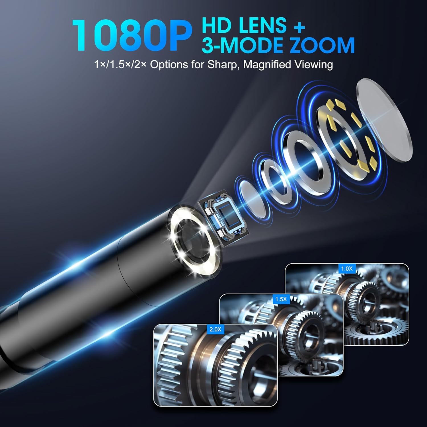 Single-Lens Endoscope Camera with Light, 1080P Borescope Inspection Camera, 4.3" IPS Screen, 16.5FT Semi-Rigid Cable, 8 LEDs, IP67 Waterproof Inspection Tool for Automotive & Plumbing– Gadgets for Men
