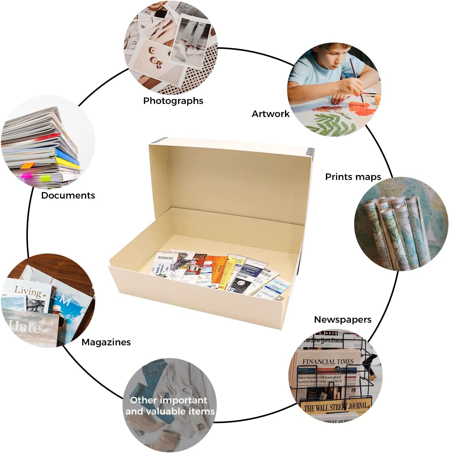 Lineco, 9x12 Tan Color Museum Archival Storage Box, Drop Front Design. Acid-Free with Metal Edge. Protects Picture Longevity, Organize Photos, Documents, Crafts, DIY.