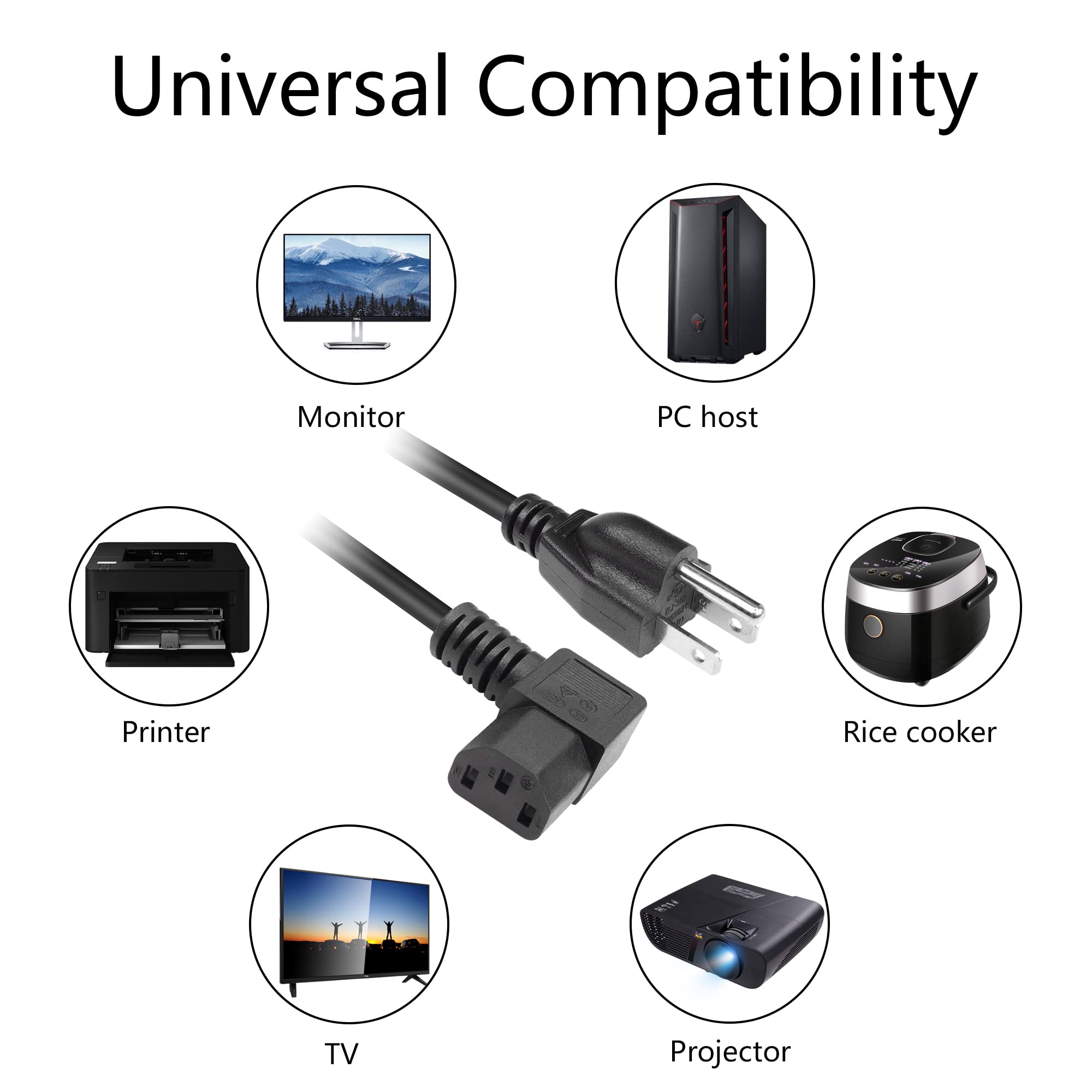Philips Computer Monitor Power Cable PC Monitor Power Cord 2.46ft Standard Computer Power Cord - NEMA 5-15P ...