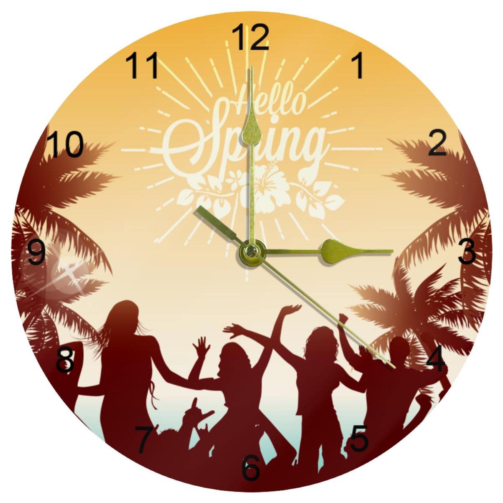 Horloge murale silencieuse ronde de 25,4 cm facile à lire pour salon et bureau