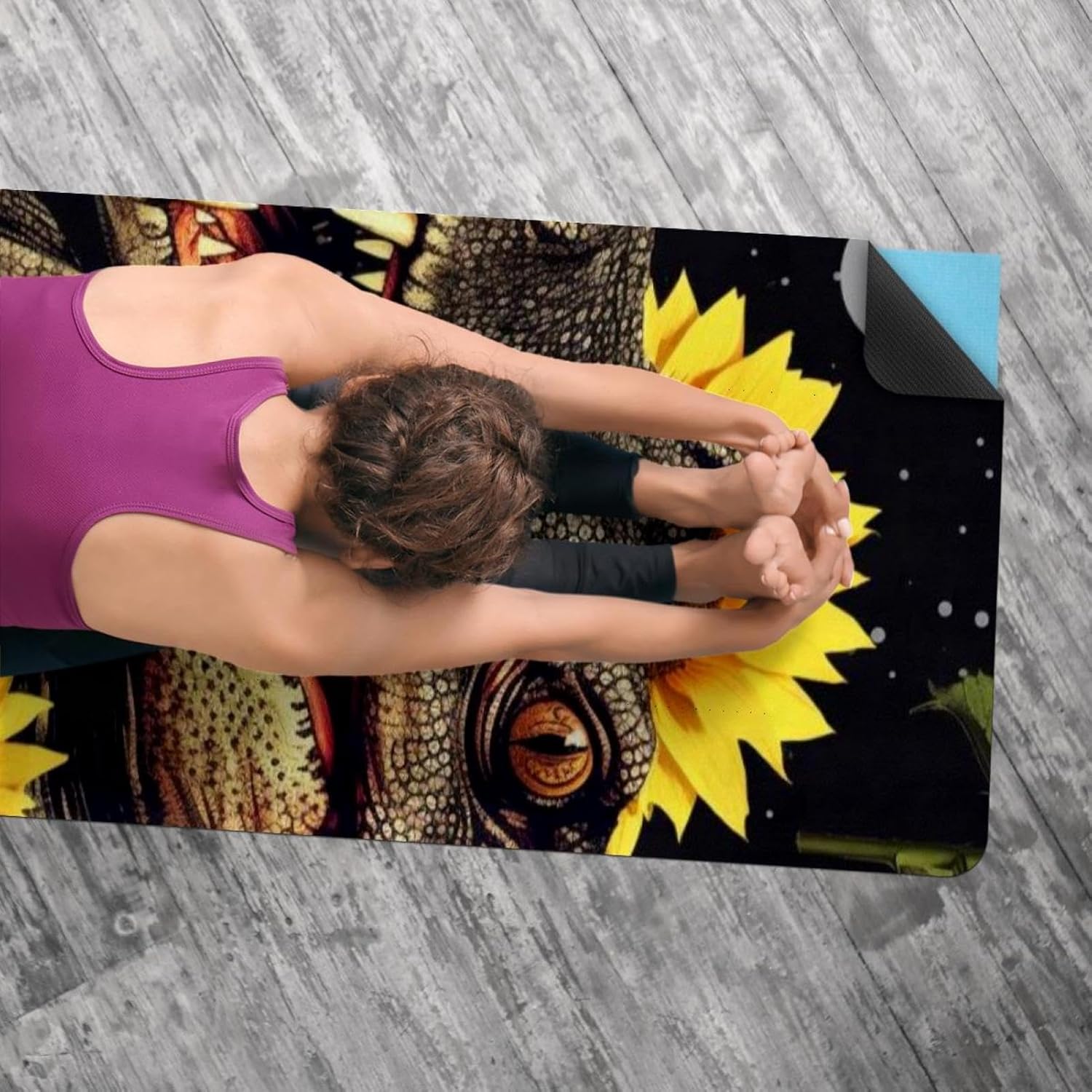 Yoga Towel, Crocodile Star Sunflower Non Slip Sweat Absorbent Hot Yoga Mat Towel for Hot Yoga, Pilates and Fitness - 72.8" x 26.8"