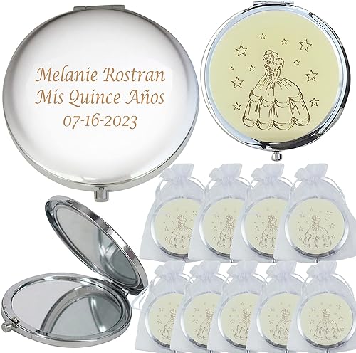 12pcs Personalizado Dulce 16 Recuerdos Recuerdos para Quinceañera Mis XV Años Espejos 18 Cumpleaños Regalo