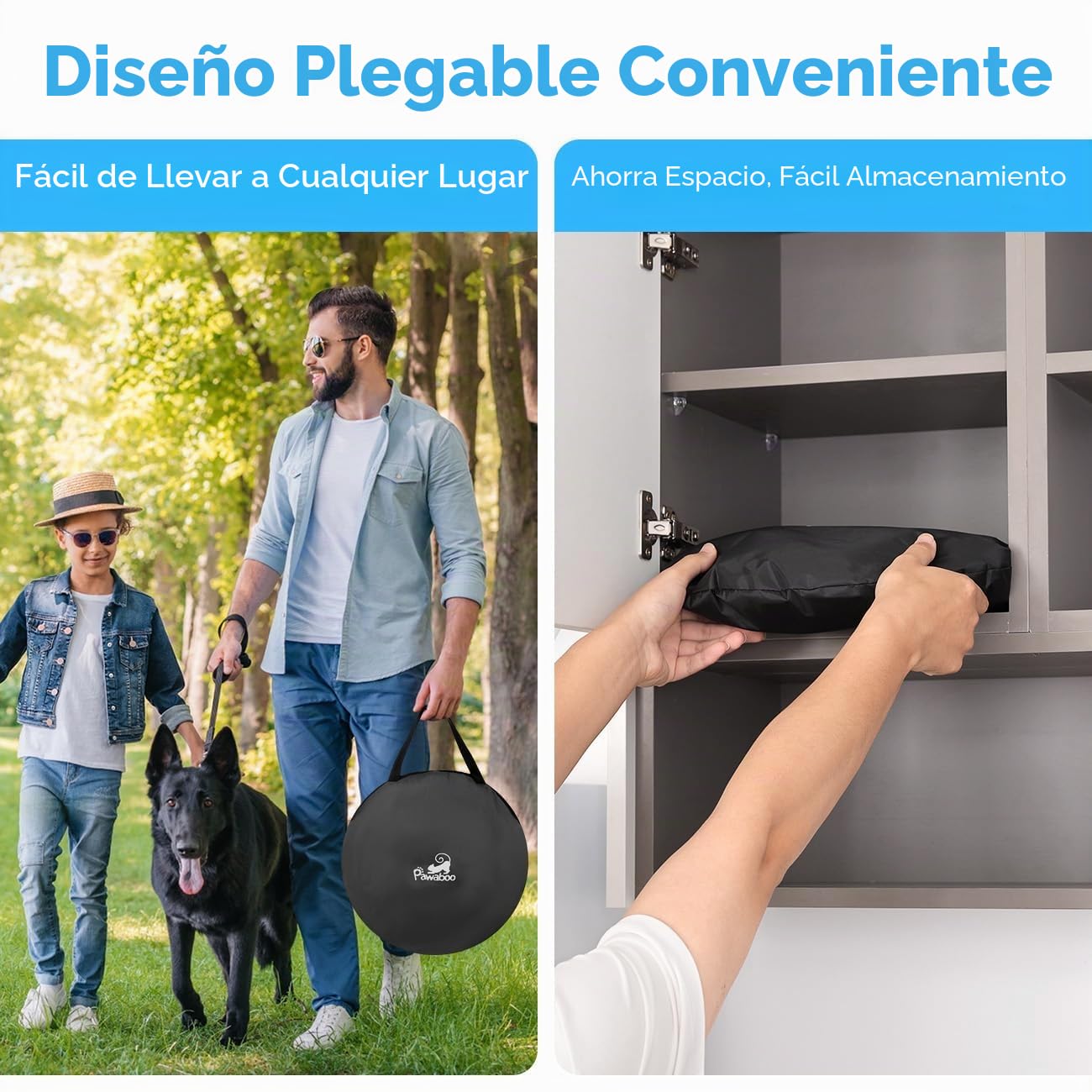 Pawaboo Parque para Mascotas con Túnel Portátil, 3 en 1 Túnel para Gatos Plegable con Tienda y Parque de Malla Transpirable, Corralito para Gatos Conejos Animales Pequeños, Azul Claro + Negro