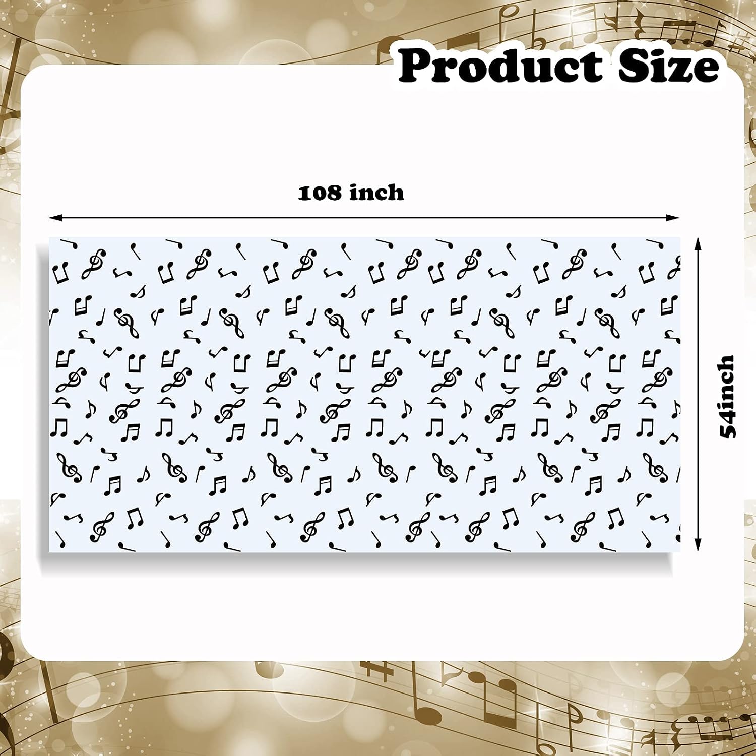 108 x 54 Inch Tablecover Plastic Tablecloth Disposable Table Cover Musical Notes Theme Birthday Decoration for Music Party Supplies (2 Pieces)