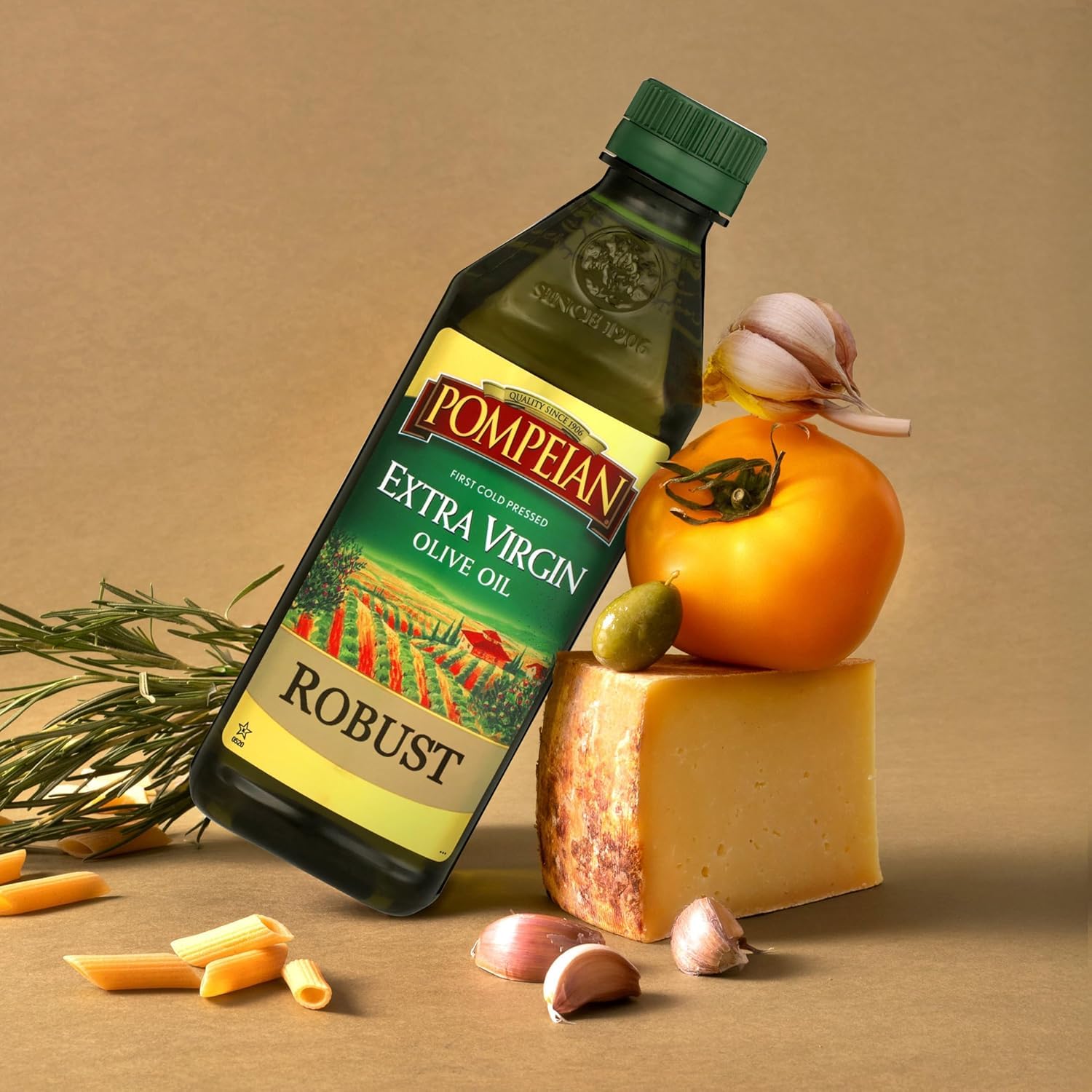 Pompeian Robust Extra Virgin Olive Oil - 101 fl oz - 3 L - First Cold Pressed Olive Oil for Cooking - Bold Taste for Pasta, Marinades, and Salad Dressings
