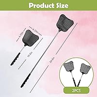 Vista 2 de Juego de Matamoscas de Servicio Pesado, con Mangos Extensibles Telescópicos de Acero Inoxidable Duraderos, para Hogar, Aula, Interior Exterior Negro