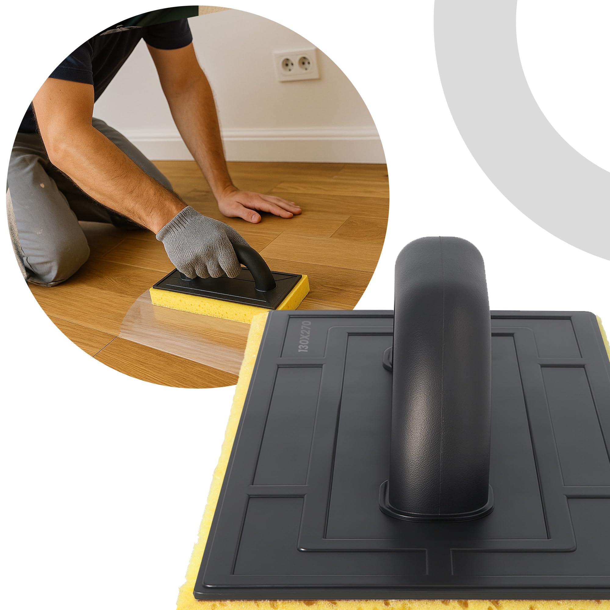 Instalguru Tavola Lavaggio Piastrelle 130x270 mm Frattazzo Con Inserto Accessorio Per Pulizia Giunti Parete Pavimento Fase Finale Cantiere Interni