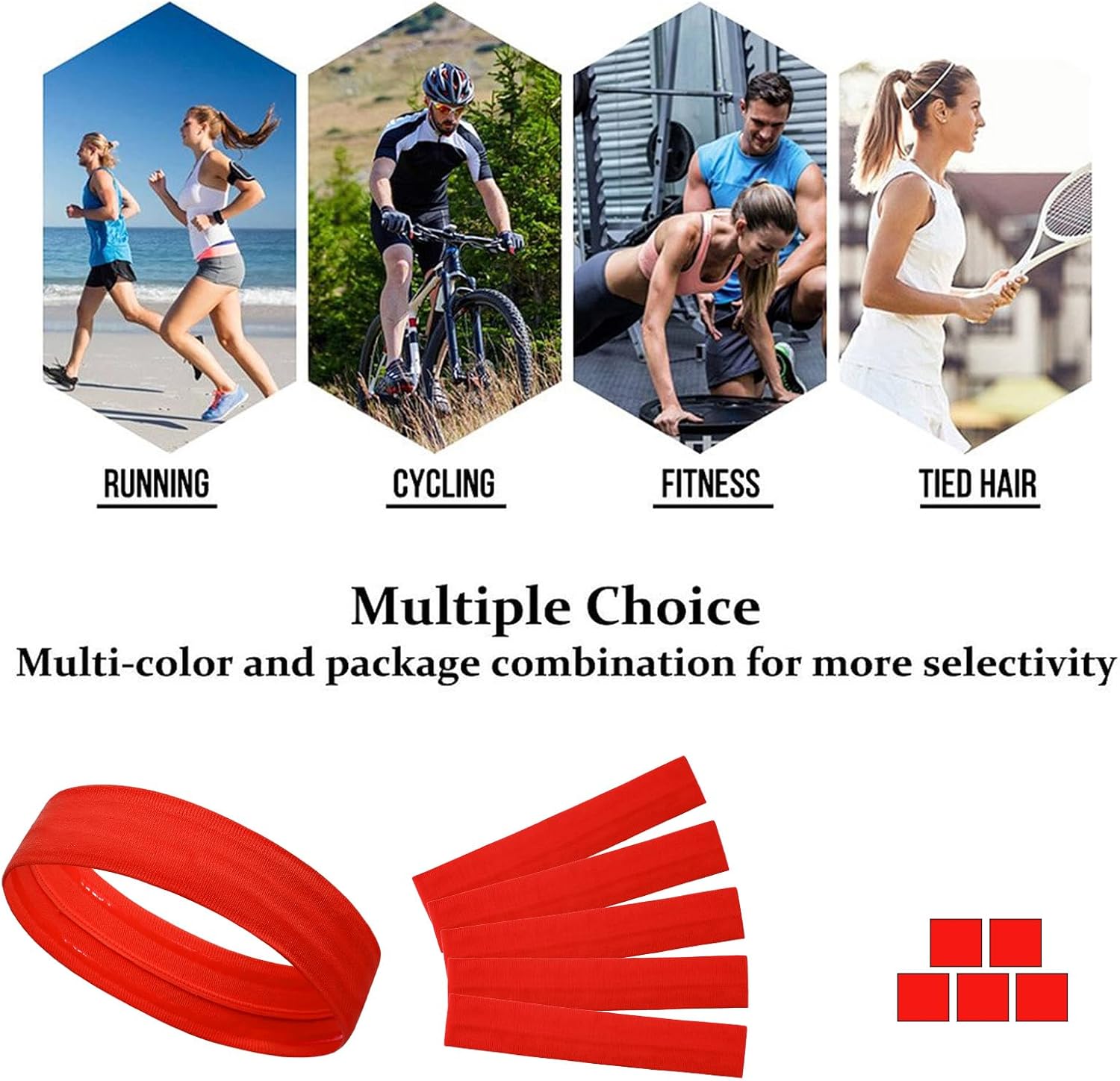 Workout Headbands Non Slip Headband Sport Headbands Sweatbands Elastic Sport Hair Bands for Sports Travel Indoor Fitness Gym - Image 5