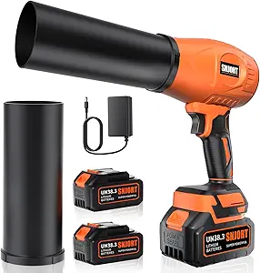 Leaf Blower Cordless with Battery and Charger,800,000 RPM,Extended Nozzle,Lightweight Handheld Design,Blower for Patio Cleaning,car Blowing Water,Blowing Leaves and Dust(Burnt Orange)