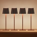 LUTEC 4 Pack Cordless Table Lamp,6000mAh Rechargeable Battery Operated Desk Lamp,Two Adjustable Heights,Waterproof, Touch Control & 3 Color Stepless Dimming for Restaurant/Bedroom/Bars/Outdoor (Gold)