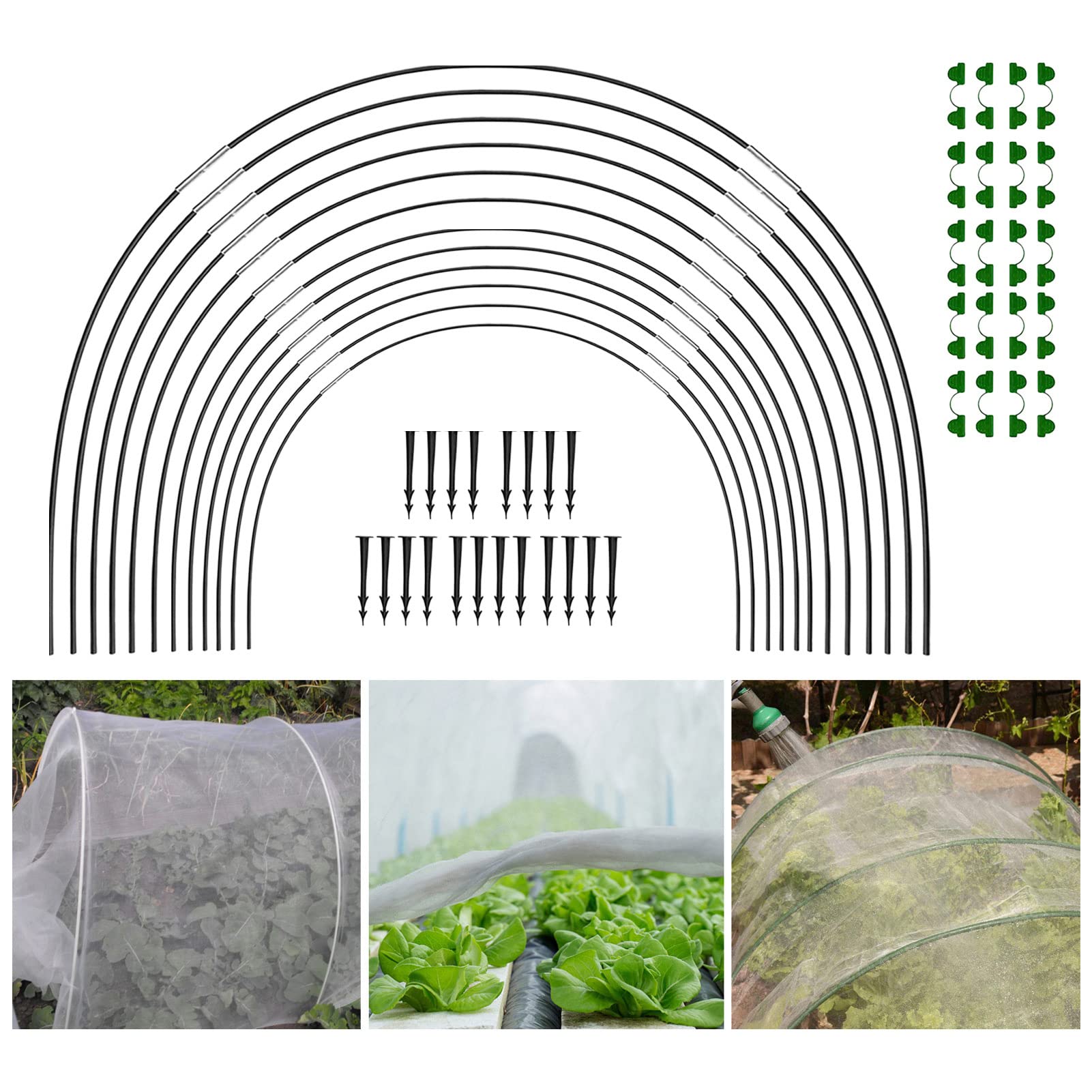 Garden Greenhouse Hoops - Garden Fiberglass Support Frame,Raised Beds Netting for Farm, Yard, Portable Seedlings Frame for Indoors & Outdoors