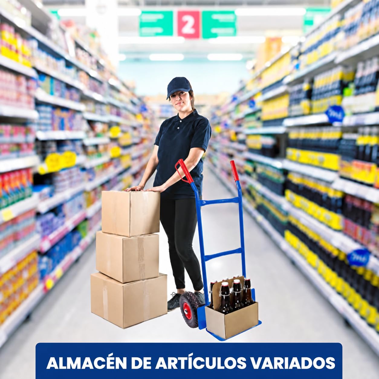 STREND PRO Carretilla de Mano 200 kg | Carro de Acero con 2 Ruedas Macizas de Poliuretano | para Cajas, Mudanzas, Taller y Almacén