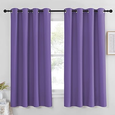 NICETOWN Blackout Curtain Panel 63 inch Long for Window - Thermal Insulated Solid Grommet Blackout Drape for Bedroom Living Room Kitchen (Single Panel, 52W x 63L, Lilac Purple)