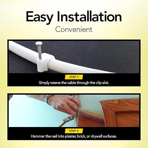 Miniatura 6 de Paquete de 100 mini clips redondos para cables, clips de gestión de cables de computadora para electrodomésticos, Ethernet, cable coaxial y cables