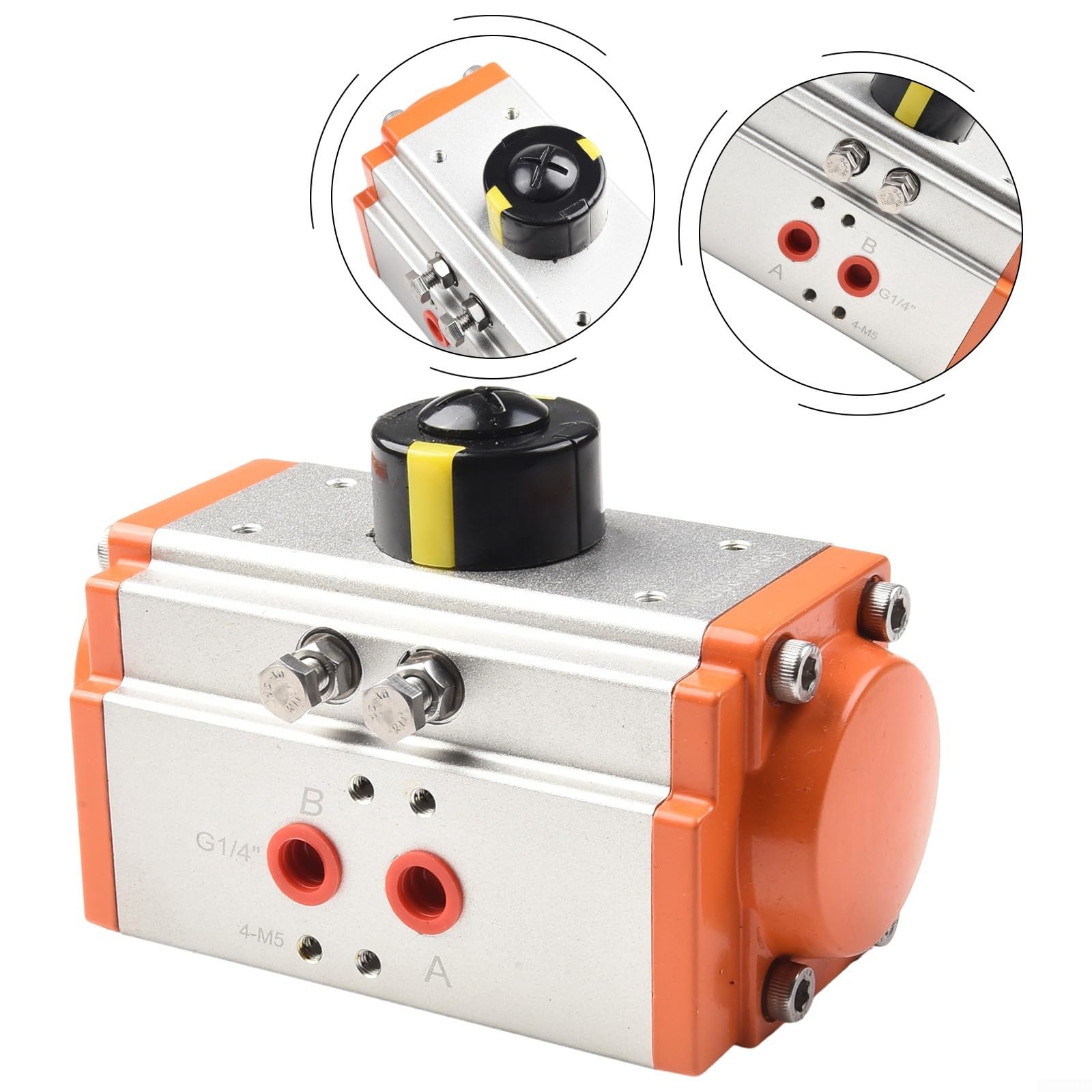 Attuatore pneumatico Rotazione di 90 gradi Motore valvola pneumatica a doppio effetto per valvole a farfalla a sfera AT40 AT52 GT52 GT63 Lega di alluminio Automazione industriale (AT52)