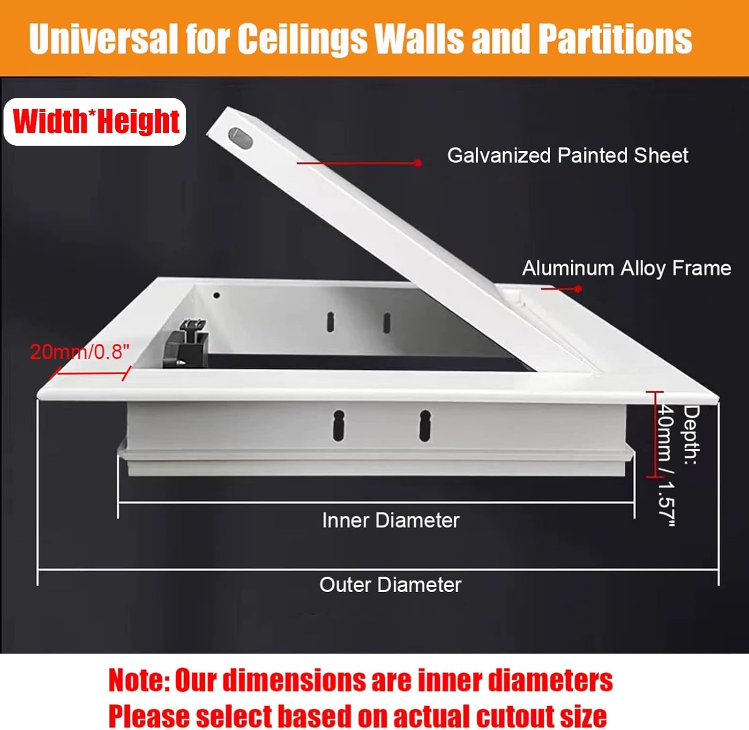 Aluminum Alloy Access Door for Drywall, Access Cover Panel, Laundry Chute/Outdoor Kitchen Plumbing Door 12X12 24x32 16x16 Flush Mounted Electrical Panel Cover Hatch(Black,12x12in)