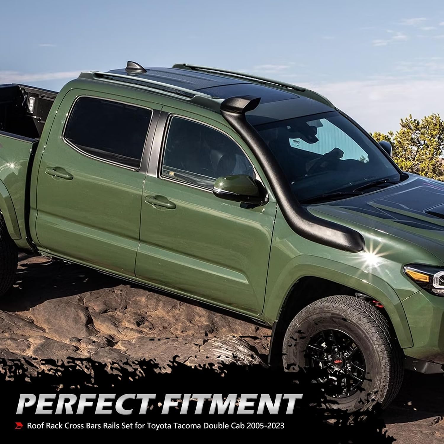 Roof Rack Cross Bars for 2005-2023 Toyota Tacoma Double Cab Crew Cab Aluminum Rail Cross Bar for Cargo Canoe Bike Kayak Snowboard Rooftop Cargo Carrier Luggage (Not for Access Cab)