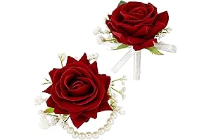 2Pcs Red Corsage and Boutonniere Set: Accessorize Your Special Day with Elegance