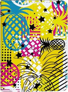 Carteira para passaporte de verão, abacaxi, geométrica, de couro, para passaporte, acessórios de viagem para homens e mulheres