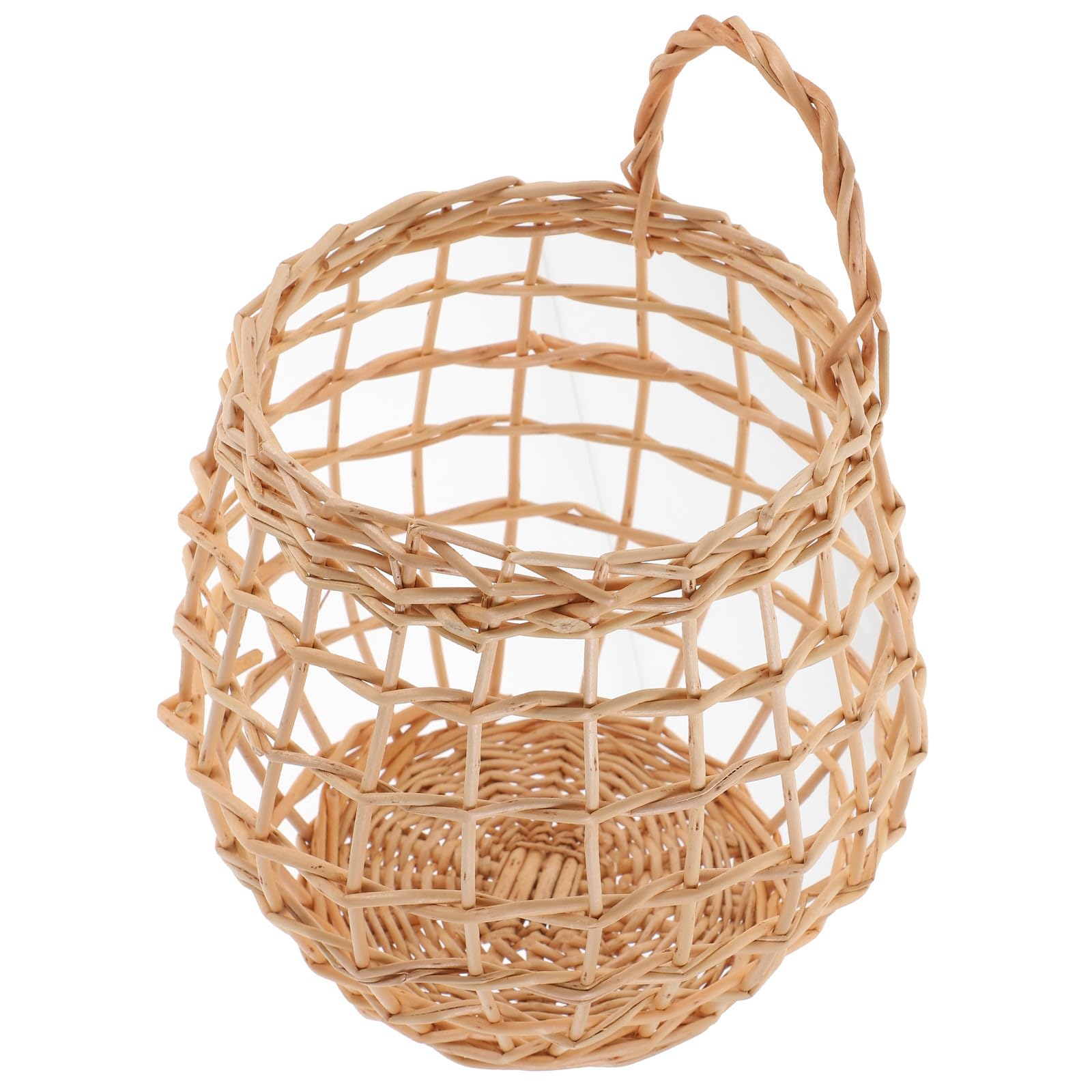 Cesta colgante de ratán tejida con diseño decorativo exclusivo beige
