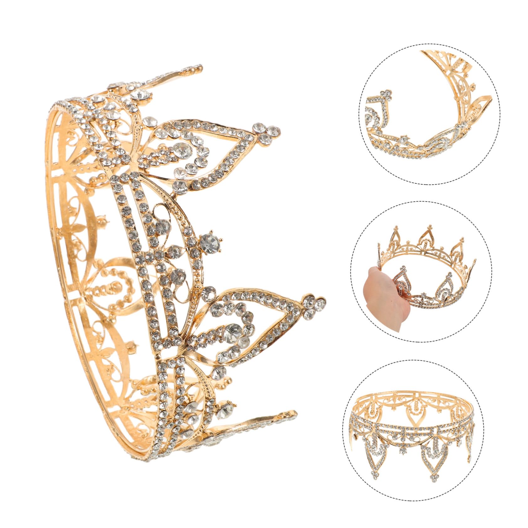 iplusmile Redonda Brillante para Novia con Diadema de Pedrería Tocado Elegante para Bodas y Fiestas Accesorio Femenino Estilo Princesa para Cumpleaños y Eventos Especiales