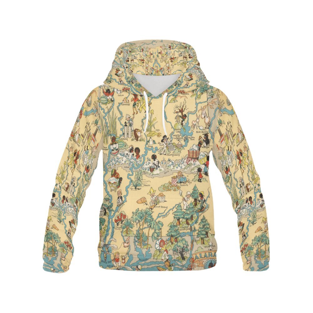 Vintage 1935 Alabama State Map Men's 3D Printed Pullover Hooded Sweatshirt