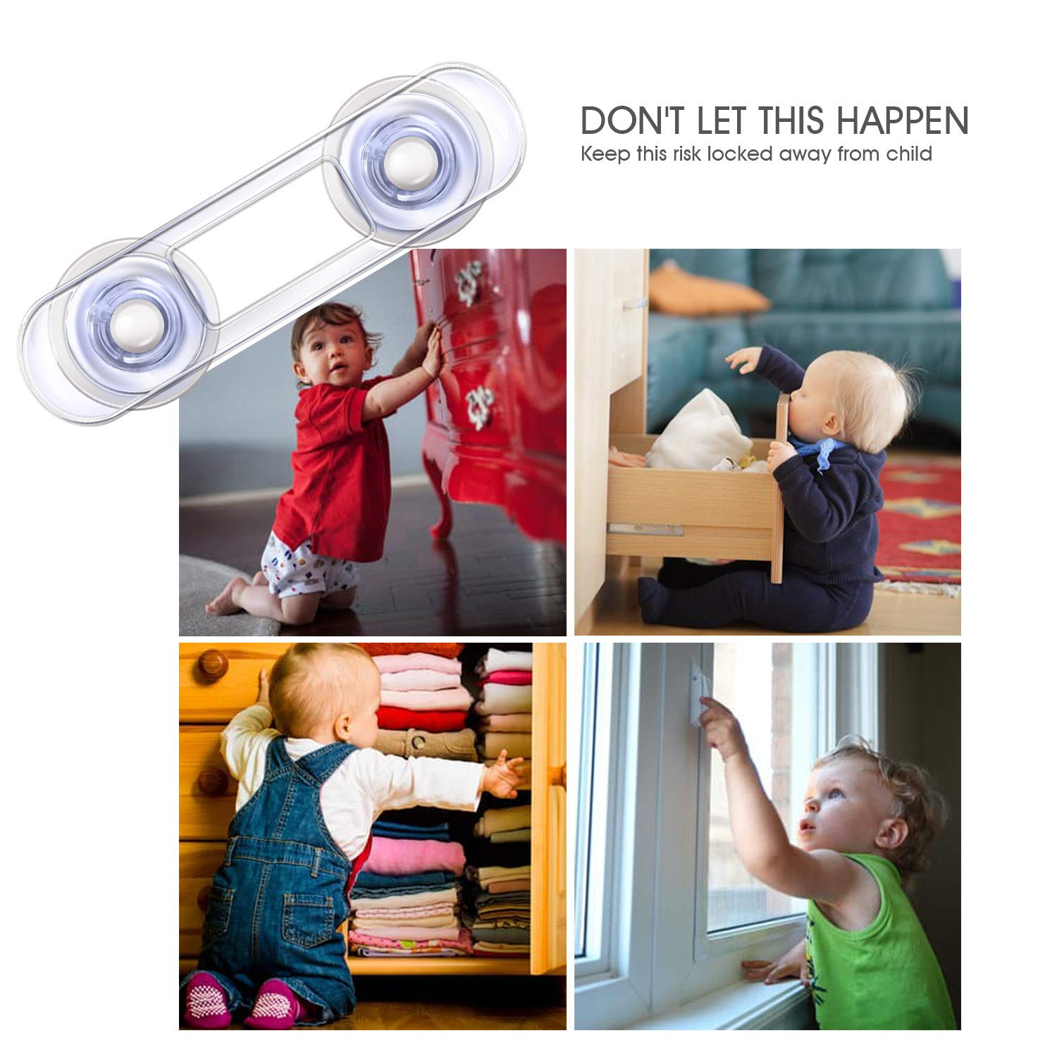 Yosemy Kindersicherung Schranksicherung 8 Stück Baby Kindersicherung Verschlüsse für Schränke für Sicherheit Schubladen Kühlschrank, Transparent