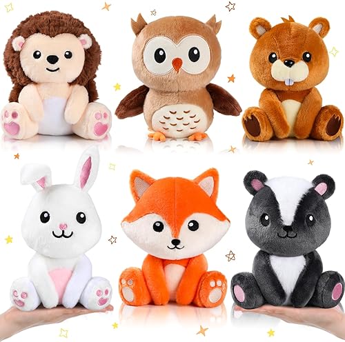 Miniatura 10 de 6 Piezas Juguetes de Animales de Granja de 7 Pulgadas Caballo Oveja Vaca Pato Pollito Cerdo Animales de Peluche Grandes a Granel para Baby Showers