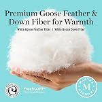 Martha Stewart Goose Feather Coton de fibre descendante Comforter Queen Size, Penather Duvet Insert Queen, Hotel Collection Hypoallergenic Comforter 58oz Toute la saison Moyenne chaleur 90 x 90 Blanc de pouce