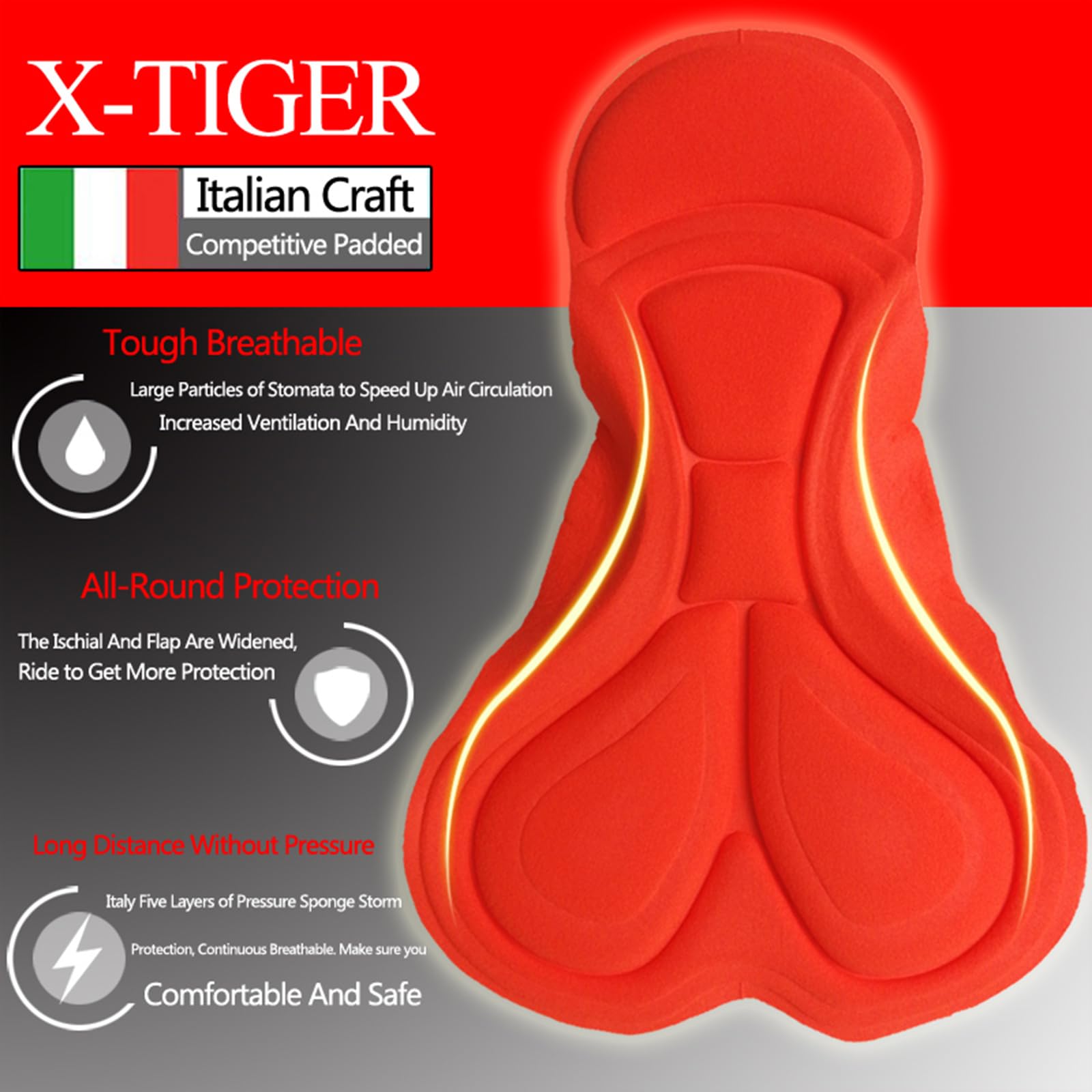 X-TIGER Ropa Interior de Ciclismo para Hombre Acolchado MTB Boxer Ciclismo Hombres Ropa Interior de Bicicleta,Tamaño:XL