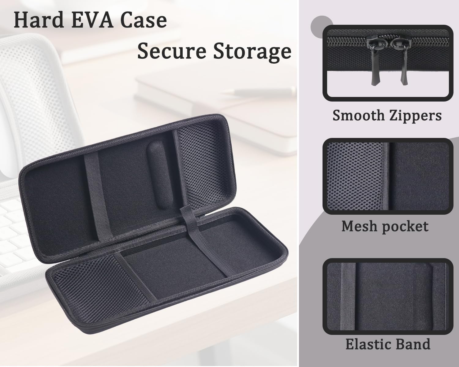 Hard Case Compatible with 67 68 Keys Apple Magic Keyboard + Magic Trackpad + Apple Magic Mouse,Black