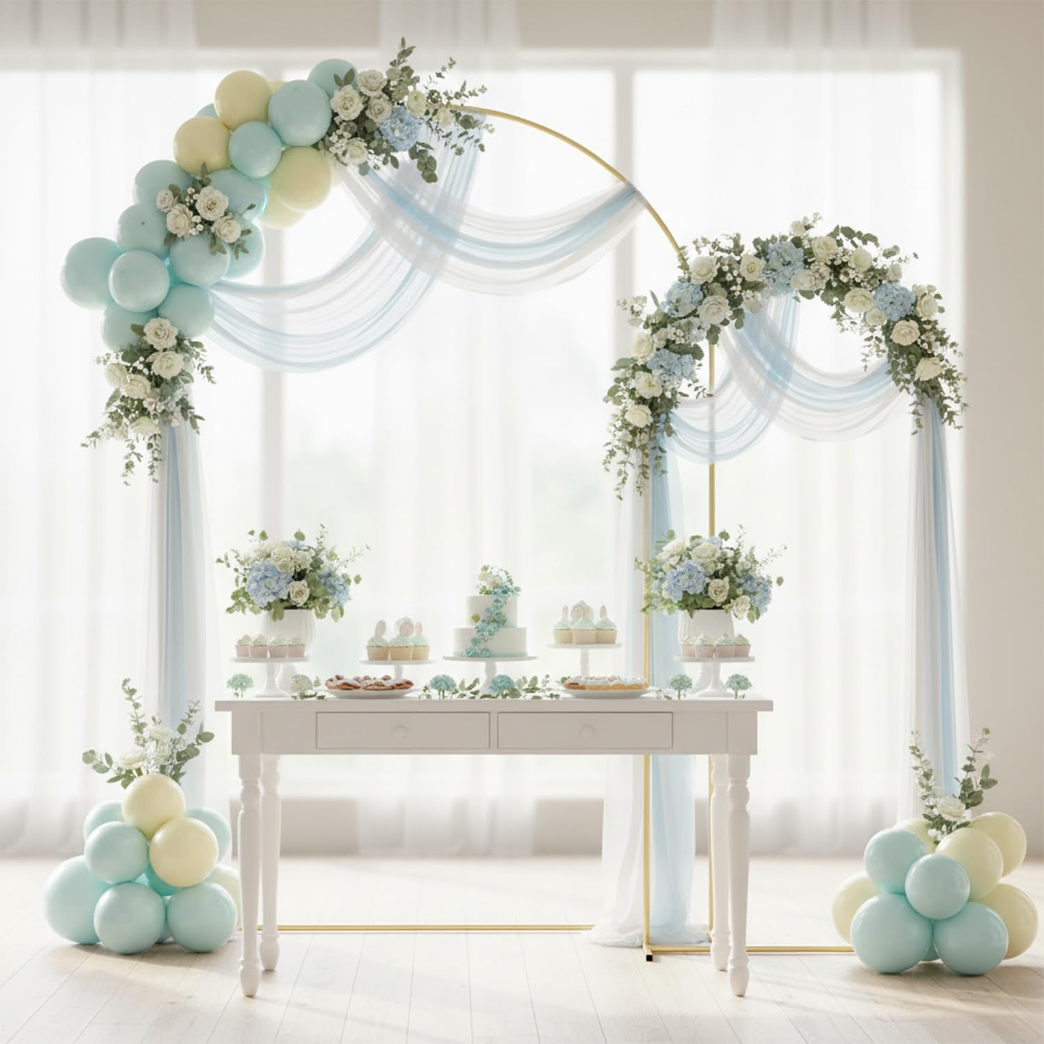 Acidea Lot de 2 supports pour arche de mariage, 2,2 m/1,8 m, cadre de fond avec clous de sol, sacs à eau pour fête d'anniversaire, fête prénatale, décoration de fête