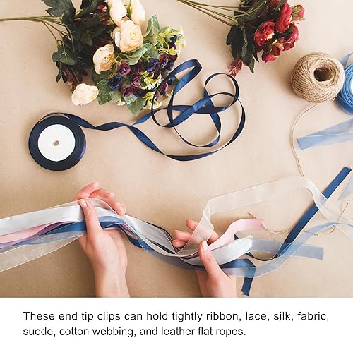 Miniatura 6 de uxcell 50 puntas de extremo de hebilla de cinturón, cierres de cinta de 0.83 pulgadas para cuero, cincha, manualidades, color negro metálico