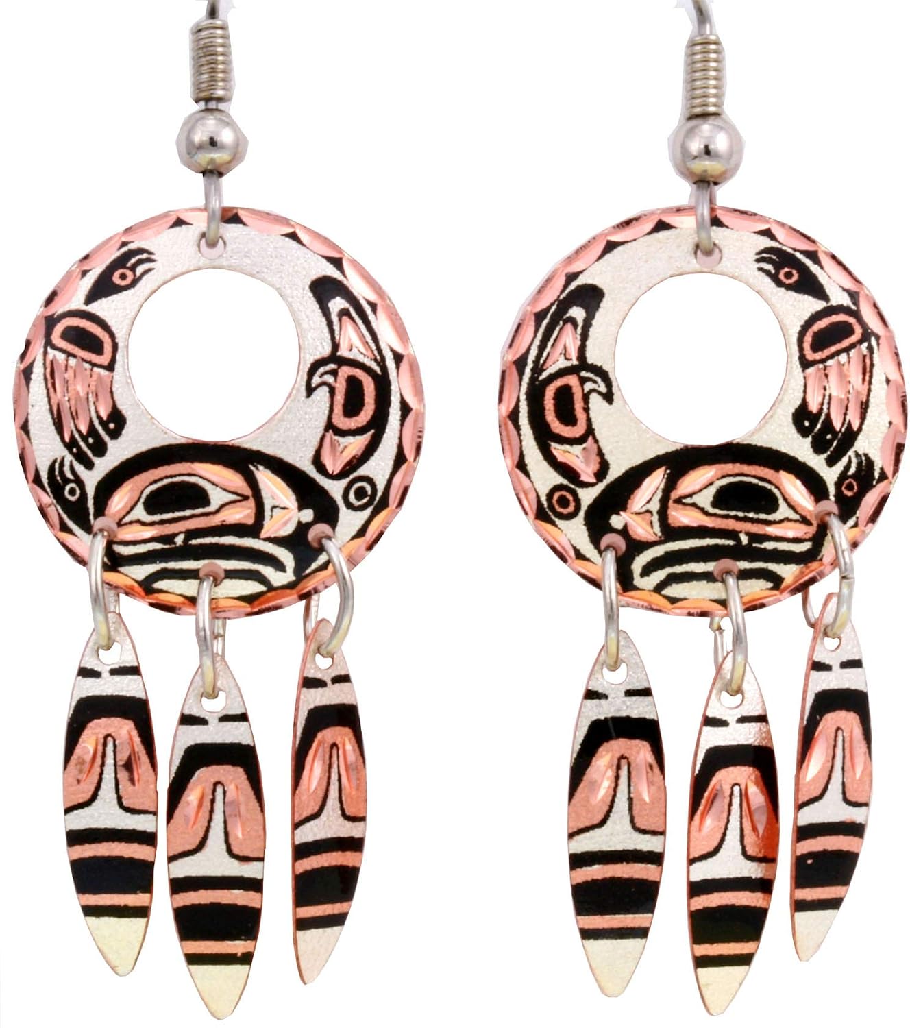 Northwest Native Totem Earrings of West Coast Earrings, Eagle Totem, Bear Totem, Raven Totem, Totem Mask, Wolf Haida Inian Jewelry