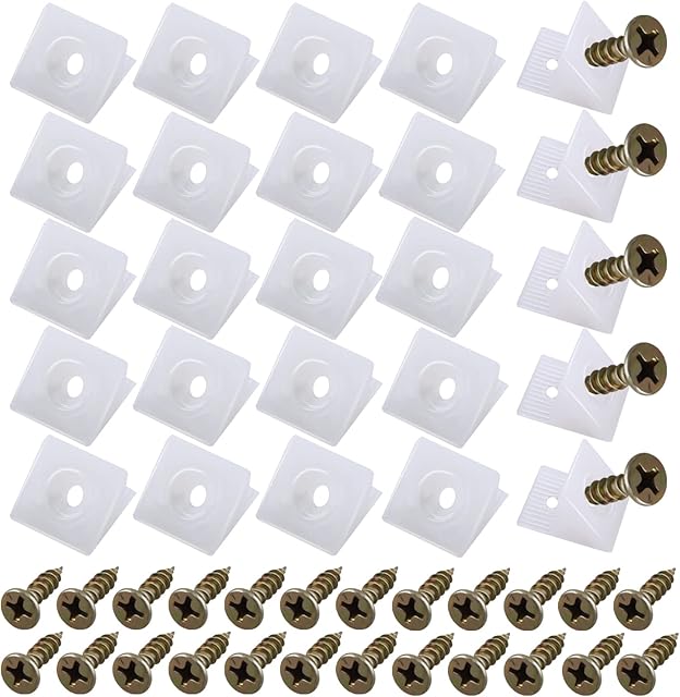 50 Pcs Drawer Repair Kit, Furniture Drawer Supports Kitchen Drawer Front Fixing Brackets Plastic Drawer Bottom Sagging Repair Fixing Mending Wedges with Screws