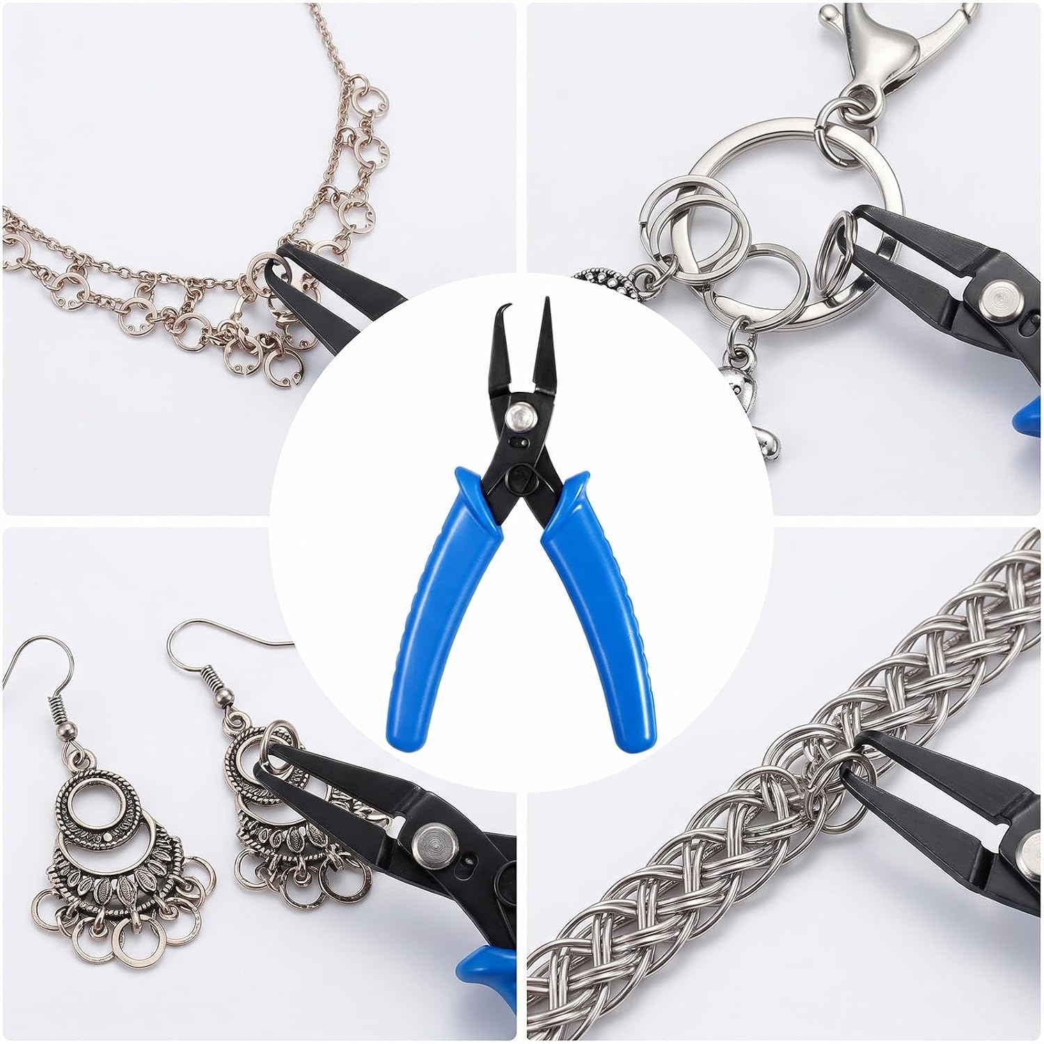 Jeffdad 6Pcs Split Ring Opener Tool, Split Rings for Jewelry Making Split Ring Opener Tweezers Opener Tools Splits Ring Pliers Jump Rings Opening Plier for Jewelry Making Bracelet Beading DIY Craft