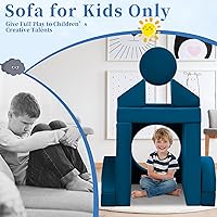 Vista 6 de Sofá para Niños Pequeños Modular - 18 piezas de sofás para niños para construir fortaleza, sofá de espuma convertible y cojín de juego creativo